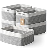 5 Pack Small Woven Storage Baskets for Shelves - Decorative Baskets for Organizing Toys, Bathroom...