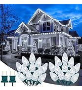 Brightown 2 Pack Total 132ft 200LED Outdoor C9 LED Christmas String Lights, Plug-in Connectable W...