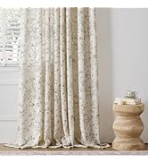 GIGIZAZA Linen Blend Floral Curtains for Living Room 84 Inch 2 Panels, Green Flower Pattern Curta...