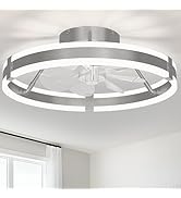 Flush Mount Ceiling Fan with Lights ,19.7'' 3000-6000K 6Speed Dimmable Modern Enclosed Led Ceilin...