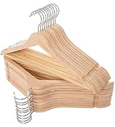ELONG HOME Solid Wooden Hangers 20 Pack, Wood Suit Hangers with Extra Smooth Finish, Precisely Cu...