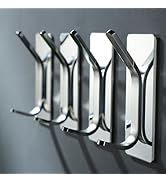 Taozun Polished Silver Towel Hooks 4pcs Stainless Steel Adhesive Hanging Hooks for Bathroom Stick...