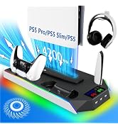 PS5 Stand and Cooling Station with RGB Controller Charging Station for PlayStation 5 Console, PS5...