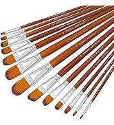 DUGATO Artist Filbert Paint Brushes Set 13pcs, Soft Anti-Shedding Nylon Hair Wood Long Handle for...