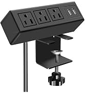 CCCEI 3 Outlet Desk Clamp Power Strip with USB Ports, Desktop Power Strip Surge Protector 1200J. ...