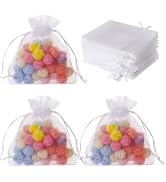 SelHeng 50 Pcs Mini Sheer Organza Gift Bags, 2x3 Breathable Storage Bag with Drawstring, White Me...
