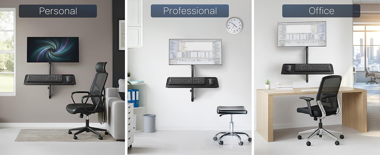 wall keyboard tray, adjustable keyboard mount, ergonomic typing, space saving desk accessory