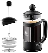 OVENTE French Press Coffee Maker 12oz with 4-Level Filtration, Black FPT12B | Heat-Resistant Boro...