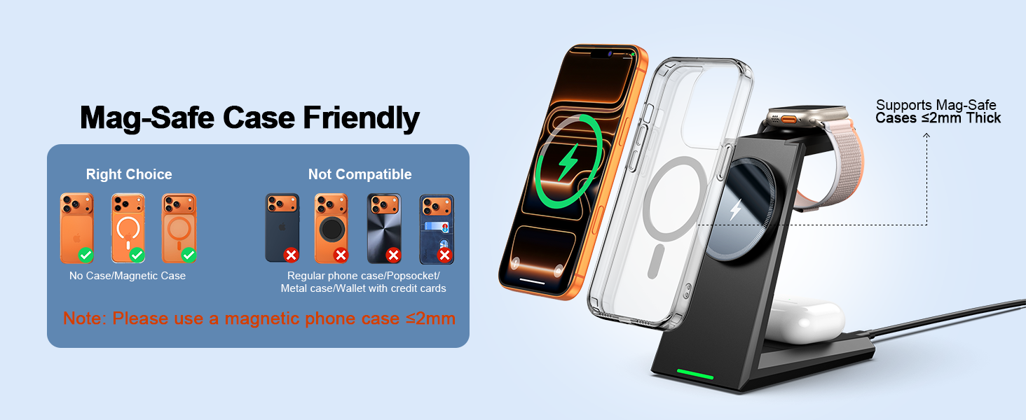 Mag-safe case friendly, supports mag-safe cases = 2mm