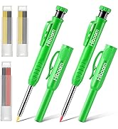 Hiboom 2 Pack Solid Carpenter Pencils with Pencil Cap and 18 Refills, Long Nose Deep Hole Mechani...