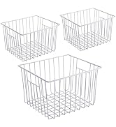 iPEGTOP Deep Refrigerator Freezer Baskets, Large Household Wire Storage Basket Bins Organizer wit...