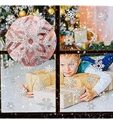 CCINEE 48pcs Glitter Snowflake Clings Window Film Glass Sticker Static Decal for Christmas Decora...