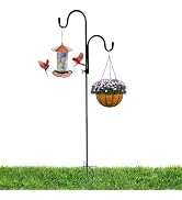 Double Shepherds Hooks, 62 Inch Two Sided Adjustable Bird Feeder Pole with 5 Prongs Base, Height ...