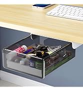 SVNNELP Under Desk Table Drawer Storage Organizer Slide Out, Attachable Hidden Self-Adhesive Unde...