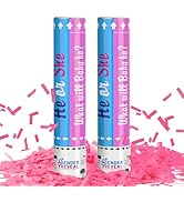 POPUPARTY 2 Pack Gender Reveal Confetti Cannon | No Powder Confetti Poppers | Ideal for Baby Girl...
