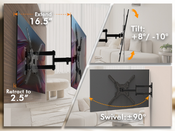 FULL MOTION CORNER WALL MOUNT TV BRACKET
