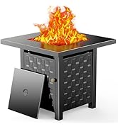 28 Inch Propane Fire Pit Table, 50,000 BTU 2 in 1 Fire Pit Table, Metal Tabletop, Adjustable Flam...