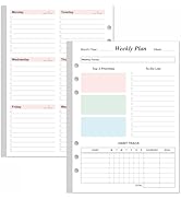 Weekly Planner Refills for A5 Binders - 53 Sheets/106 Pages Undated Colorful Weekly Planner, 6-Ho...