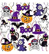 Purple Halloween Hanging Swirls Decorations - Pack of 30 | Ghost Hanging Swirls for Halloween Bab...