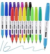 Ultra Fine Point Permanent Markers Assorted Colors 16 Pcs, Waterproof | Extra Fine Tip Works on P...
