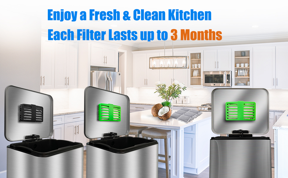 Activated Charcoal Odor Absorbing Filter Refill Deodorizer Compatible with iTouchless Trash Cans