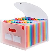 Accordion File Organizer, 24 Pockets Expanding File Folders, Portable Letter A4 Size Filing Box w...