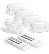 SURAIELEC Wireless Remote Control Outlet Switch Kit - 5 Outlets + 2 Remotes, 15 AMP, 100FT Long R...