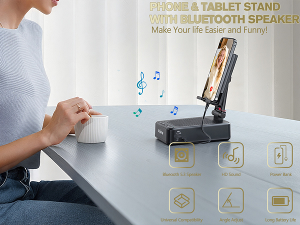 phone stand with bluetooth speaker