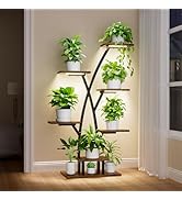 EVAWOO Plant Stand With Grow Lights - 7 Tiered Corner Shelf for Multiple Plants, 42" Metal Shelve...