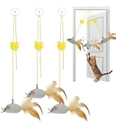 Tocirelo Interactive Hanging Cat Toy - Realistic Mice Catnip Feather Toys for Indoor Cats Self Pl...