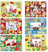 30 Packs Christmas Picture Frame Craft Kits for Kids Holiday DIY Craft Gingerbread Candy Santa Re...