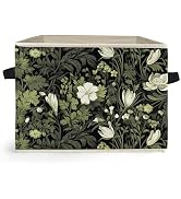 Ghoaoivo Vintage Floral Botanical Storage Box Bins, Art Nouveau Plant Flower Aesthetic Collapsibl...