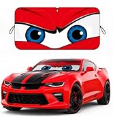 Car Windshield Sun Shade, Red Angry Eyes Sun Visor for Car Windshield Universal Fits Sedan Compac...