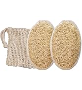 JouiiSiYa Natural Loofah Sponge Set with Soap Bag, Body Exfoliating Loofah Bath Scrubber for Show...