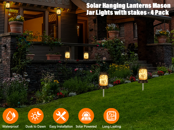 warm white solar lights with stakes