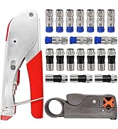 Taiss Coax Cable Crimper Tool Kit,Coaxial Cable Stripper,coax cable crimper,with 20 PCS F Style R...