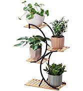 COPREE Bamboo 4 Tiers Plant Stands, Planter Pot Holder Shelf, Indoor Outdoor Flower Display Organ...