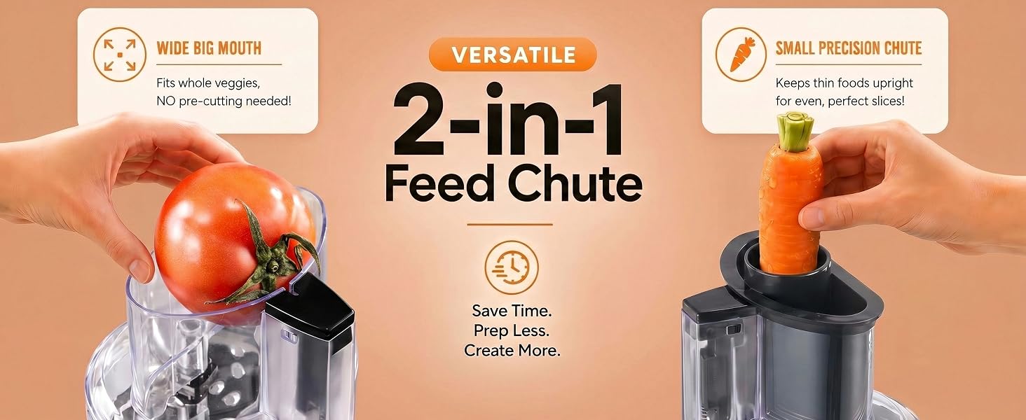 2 in1 Feed chute do not add food above the max fill line.