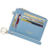 Wikavanli Women Slim Rfid Blocking Credit Card Case Holder Wristlet Zip ID Case Wallet Small Comp...