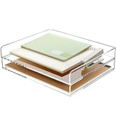 2 Pack- Stackable Paper Letter Tray, A4 File Tray Desk Organizer, Acrylic Desk Organizers and Acc...