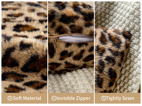 GALMAXS7 Cheetah Pillow Covers 18x18 Faux Fur Throw Pillow Covers Set of 2