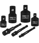 HORUSDY 7 Piece Impact Sockets Adapter Set, Hex Shank Socket to Drill Adapter 1/4" 3/8" 1/2", Cr-...