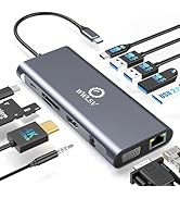 Laptop Docking Station, 12-in-1 USB C Hub – Dual Monitor with HDMI 4K@60Hz, VGA, 100W PD, Etherne...