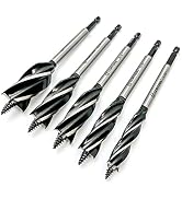 CORTOOL Auger Drill Bit for Wood,1/2", 5/8", 3/4" and 1" Inch Size with Quick Change Hex Shank 5-...