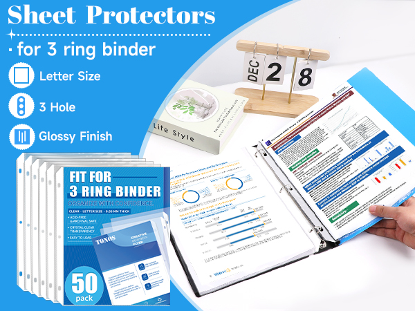 clear sheet protectors for 3 ring binder