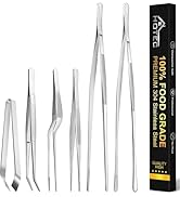 Hotec 6pcs Stainless Steel Kitchen Tweezer Set (12'' & 6.3'') - Professional Cooking Tweezers for...