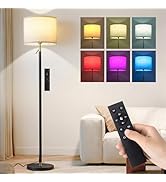 Remote Floor Lamp for Living Room and Bedroom - Modern RGB Standing Lamps Tall with Led Blub and ...