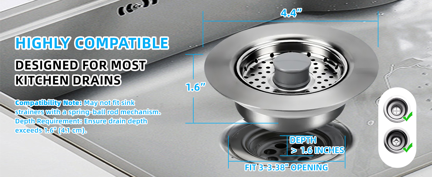3in1 kitchen sink drain strainer & sink stopper