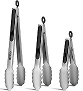 EEKEDO Metal Tongs for Cooking, Heat Resistant 600 Degrees Stainless Steel Kitchen Tongs