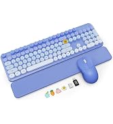 Wireless Keyboard and Mouse Combo, Magnetic Soft-Touch Wrist Rest, Round Keycaps, Full-Size Retro...